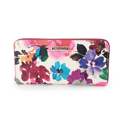 手描き風フラワープリント長財布