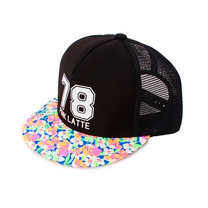 花柄切り替えナンバーキャップ