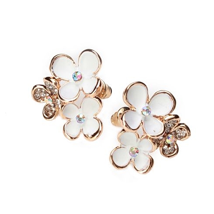 ラインストーンフラワーピアス
