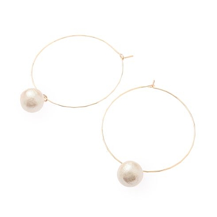 コットンパールフープピアス