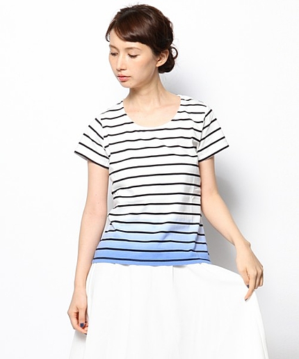 段染めボーダーTシャツ
