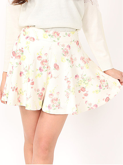 フラワープリントキュロット