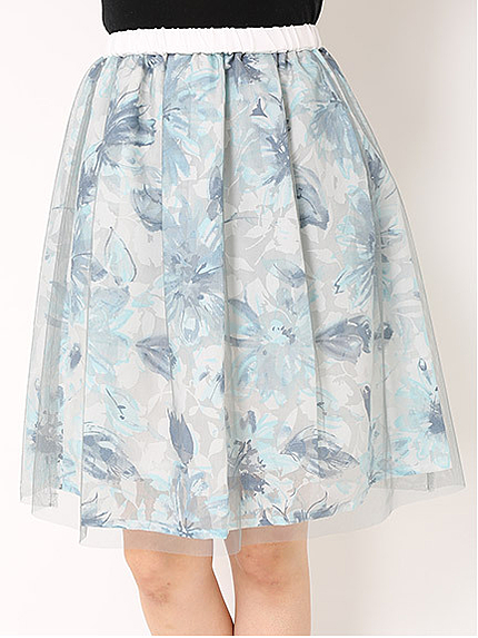 花柄オパールチュールスカート