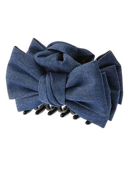 デニムリボンヘアクリップ