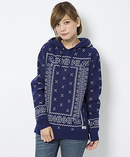 BANDANA KNIT HOODIE