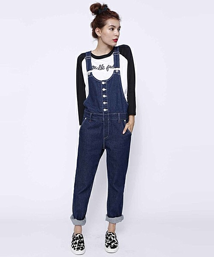 DENIM SALOPETTE　（サロペット/オーバーオール/デニム/無地）