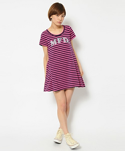 JERSEY S/S TEE DRESS MFD　（ワンピース/半袖/ボーダー/無地）
