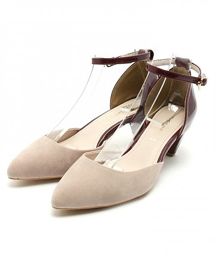 スェードエナメルパンプス