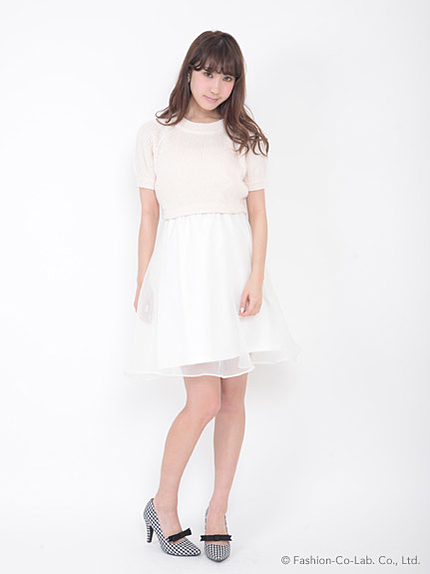 MIXニットコンビワンピ