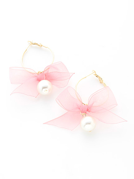 リボンパールピアス