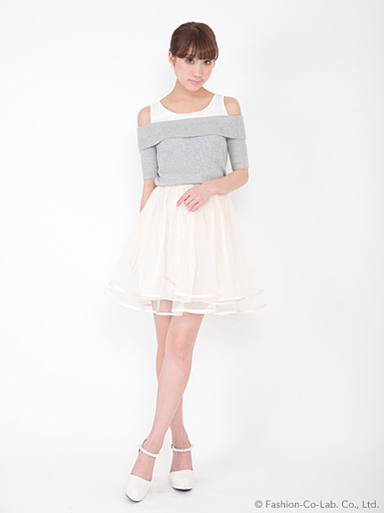 パイピングチュールスカート