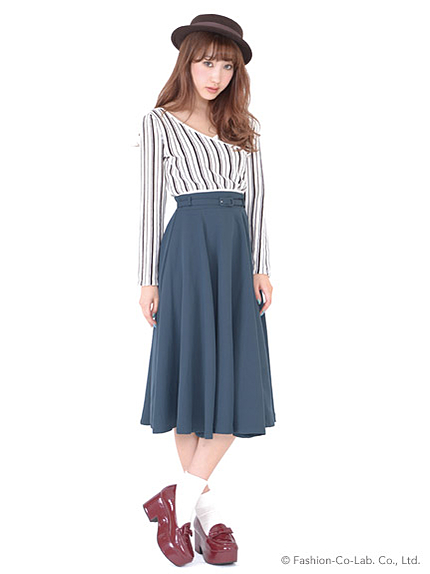 ベルト付ミモレスカート