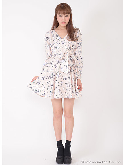 カシュクールフラワーワンピース