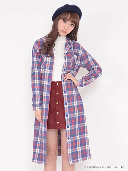 ロングチェックシャツ