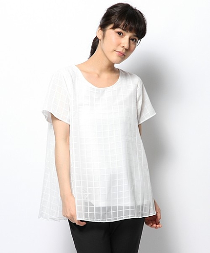 シアーチェックセルノーブルカットソー