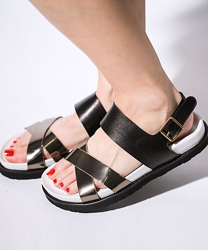 レザークロスサンダル/L