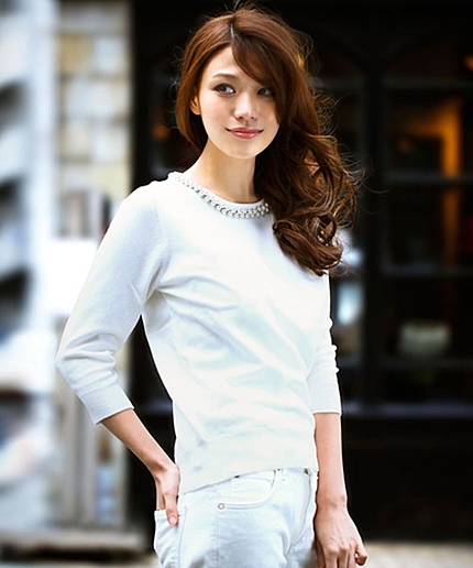 パール&ゴールドチェーンニット