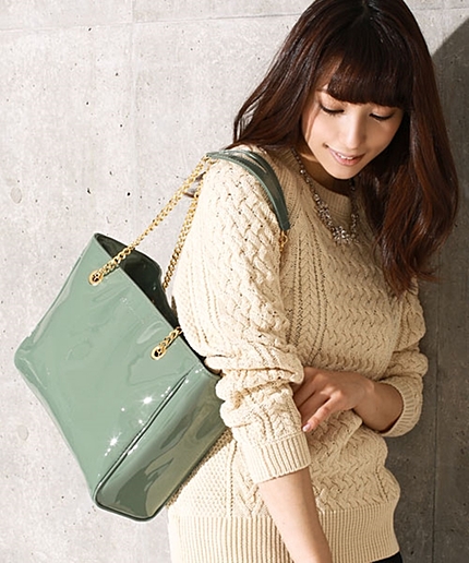 イタリアンエナメルレザートート/L