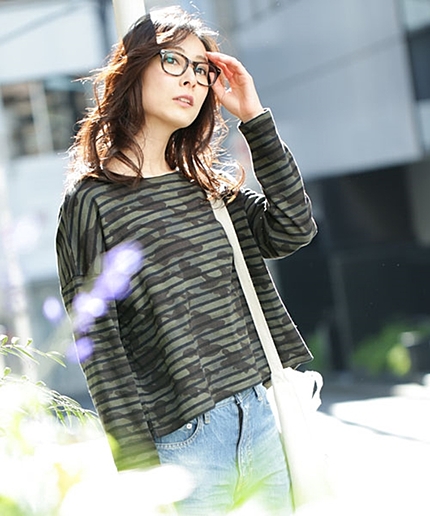 カモフラボーダーTEE