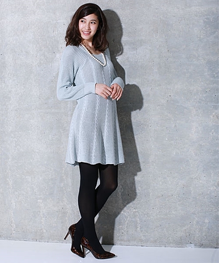 ラメケーブルフレアニットOP