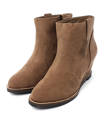 Fスエードインヒールショートブーツ