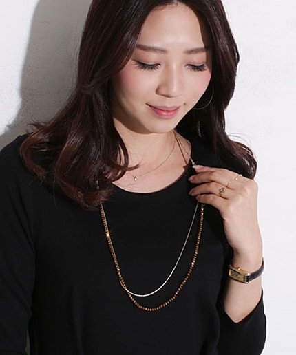 ストーン×チェーンネックレス