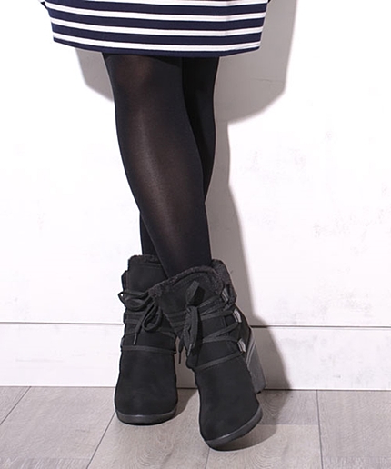 Fファーウェッジレースアップシューズ