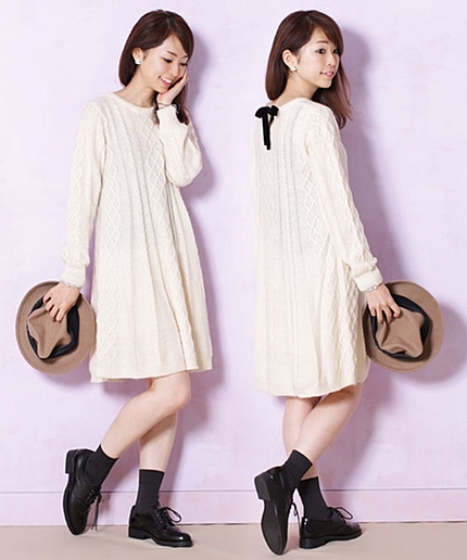 モヘアケーブルフレアknitワンピ