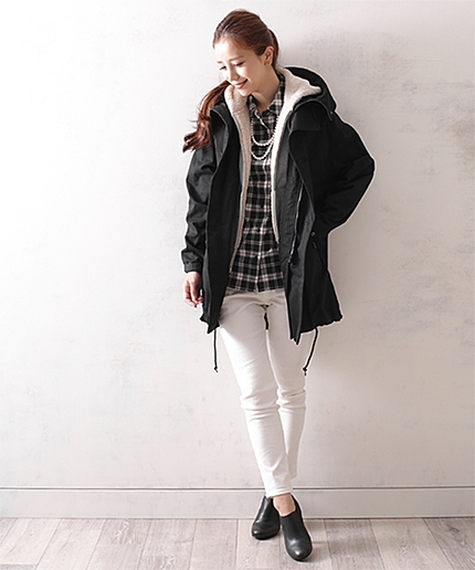 ボアパーカー付モッズコート