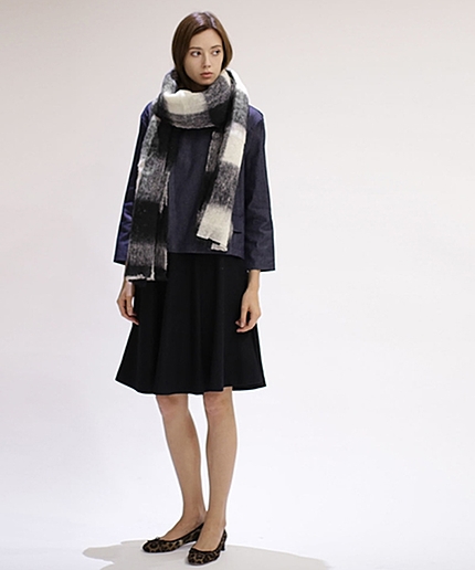 OD/Wool checked scarf