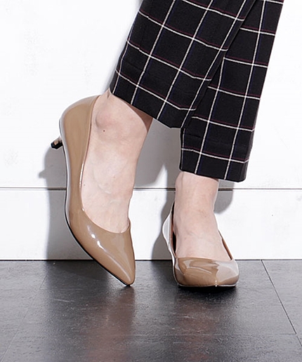 Fパテントミニヒールパンプス