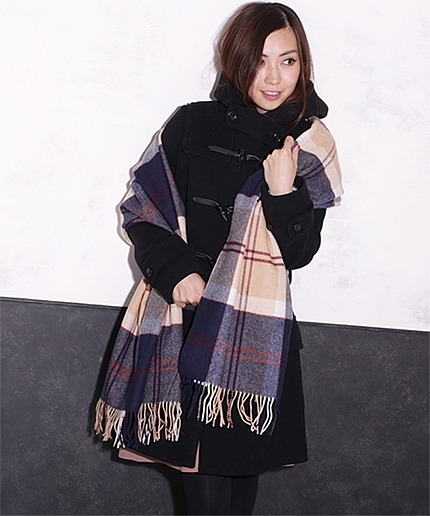 大判WOOLチェックストール