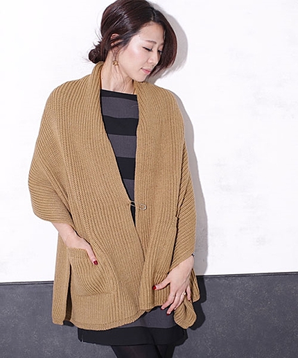 NU/ポケット付ウールショール