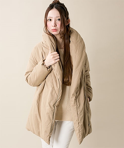 FF/ショールカラー中綿コート