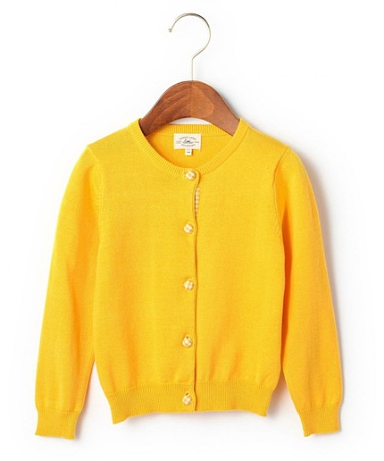 クルーカーディガン チェッククルミボタンKNL