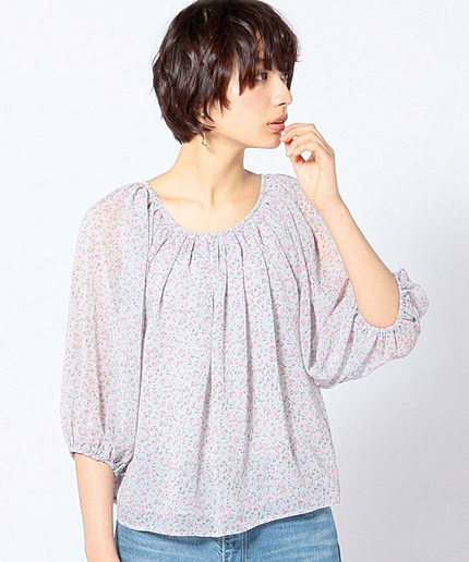 小花柄プリントギャザーブラウス/ AEFC コバナPRT ギャザーBLUS