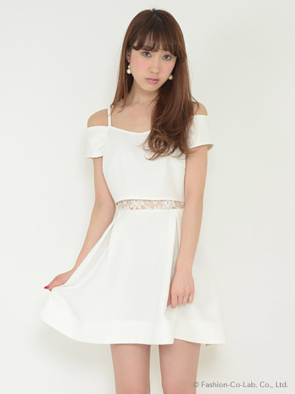 オフショルツイードワンピース