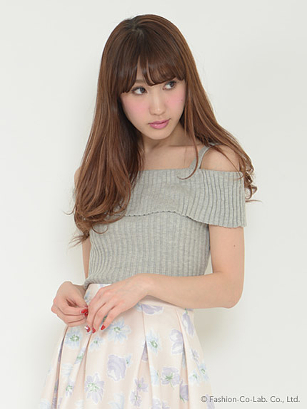 オフショルニットトップス