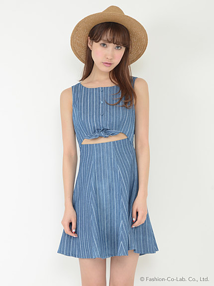 ストライプリボンワンピース