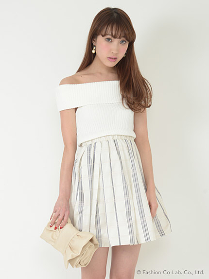 ニットチェックコンビワンピース