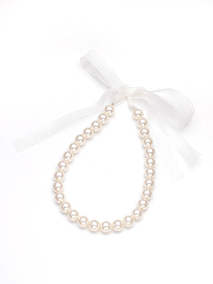 リボン付きパールネックレス