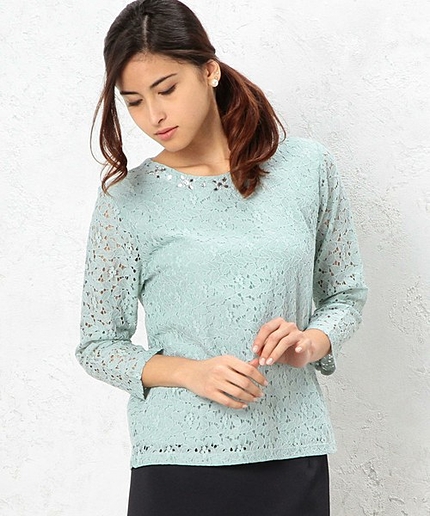 GO C/N レースビジューL/S POブラウス