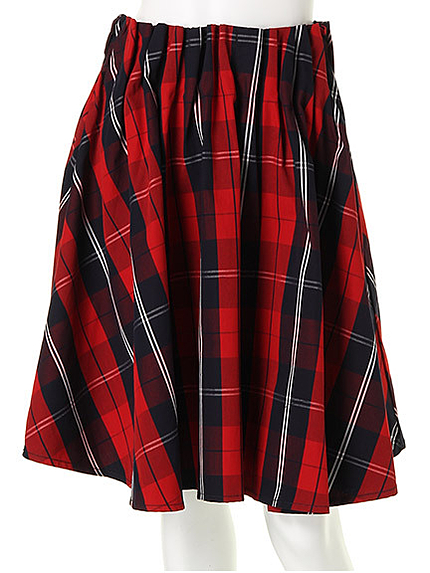 立体プリーツゴム入りチェックスカート