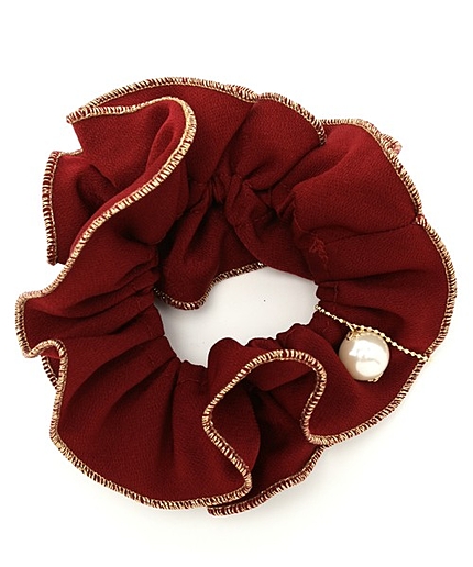 パールチャーム付ラメパイピングシュシュ