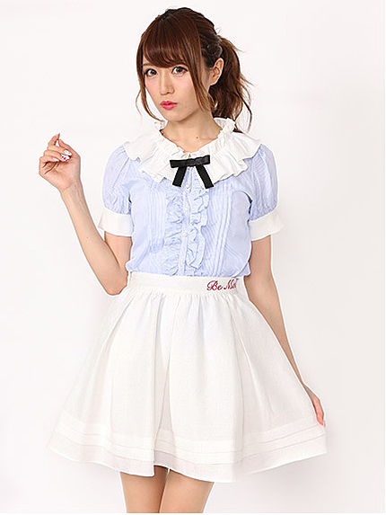 ロゴ刺繍ウエストリボンタックSK