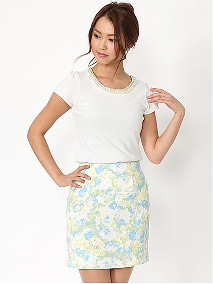 花柄タイトスカート