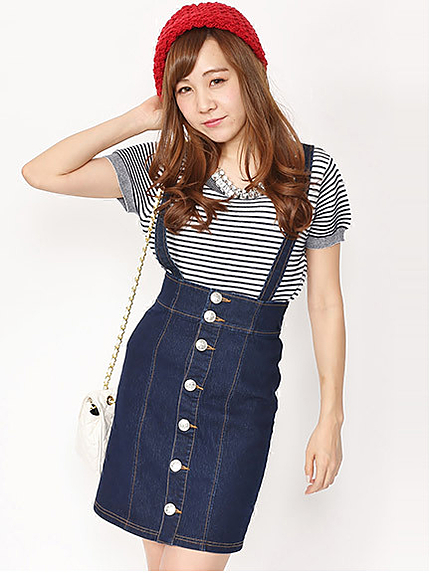 ボーダーＴｏｐｓデニムサロペットＳｅｔ