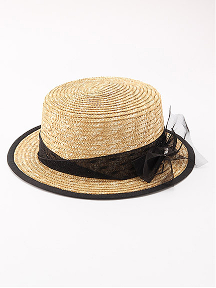 ビジューチュールリボンカンカン帽