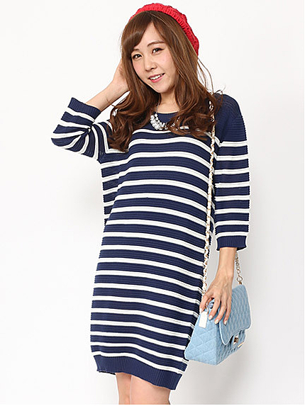 ボーダーニットワンピース