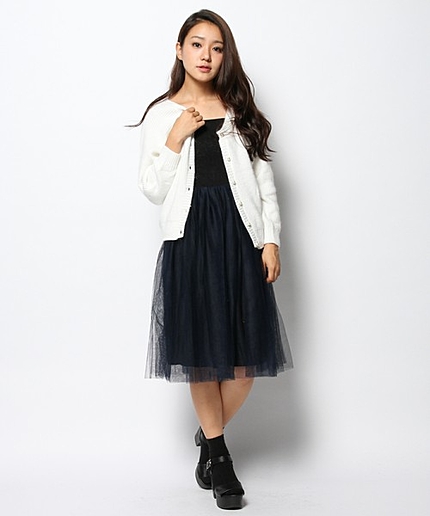 【WEB別注カラーあり】アンゴラ×チュールスカートセット